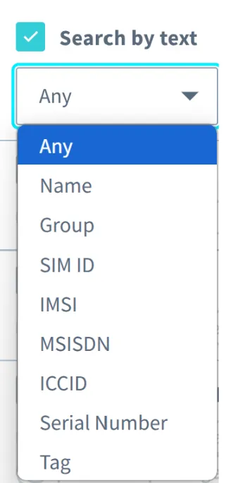 Screenshot of search items
